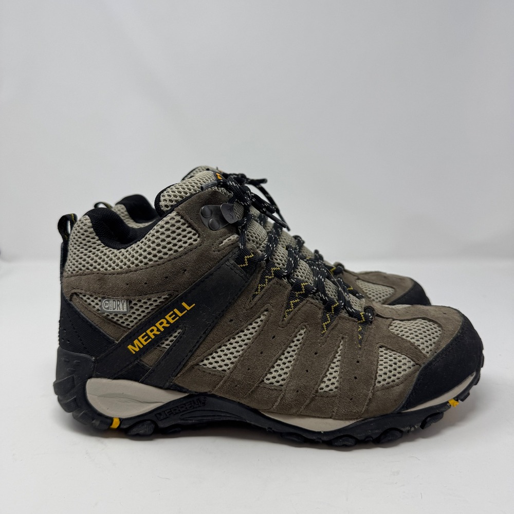 Merrell Mens Alverstone Mid Waterproof Hiking Boots Brown Gray J50829 Size 9.5
